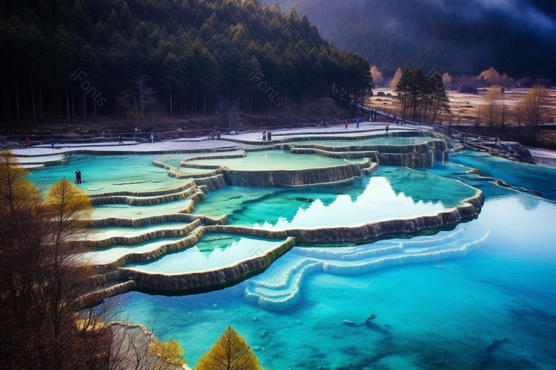 户外自然优美的碧绿五彩池景点景区摄影背景,高清,摄影图,摄影图片,图片大全,摄影图免费下载